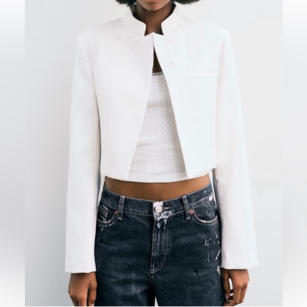 Zara white crop blazer NWT